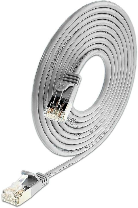 Image du produit Wirewin Câble Slim Pach : F/FTP, 7.5m, gris (U/FTP, CAT6, 7.50 m)