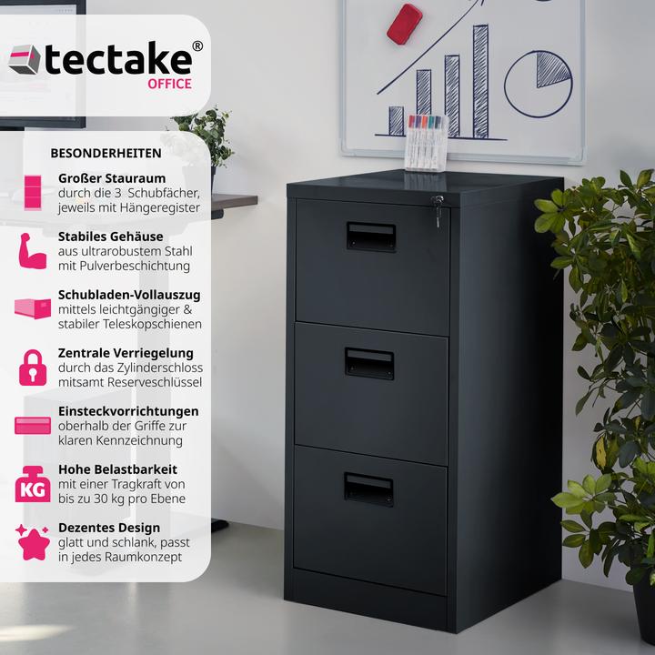 Immagine prodotto tectake Schedario con 3 cassetti 62,4 x 46 x 102,8 cm
