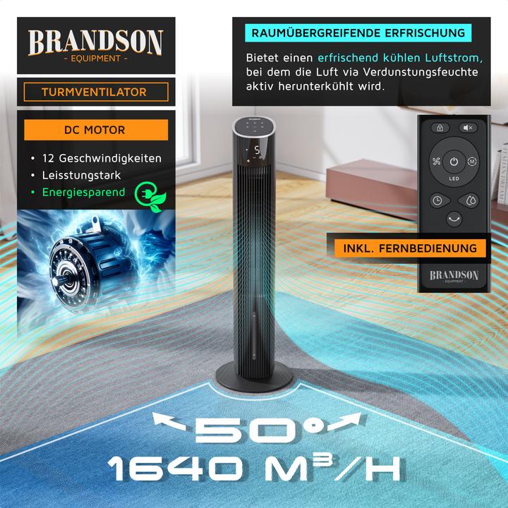 Produktbild Brandson Mobiler Luftkühler mit Wasserkühlung, Klimagerät, 60W, WIFI, Verdunstungskühler, Turmventilator