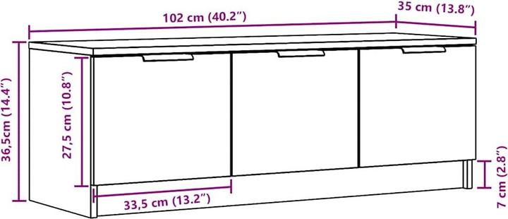 Image du produit VidaXL TV-Schrank Artisan-Eiche 102x35x36,5 cm Holzwerkstoff TV-Möbel TV-Board