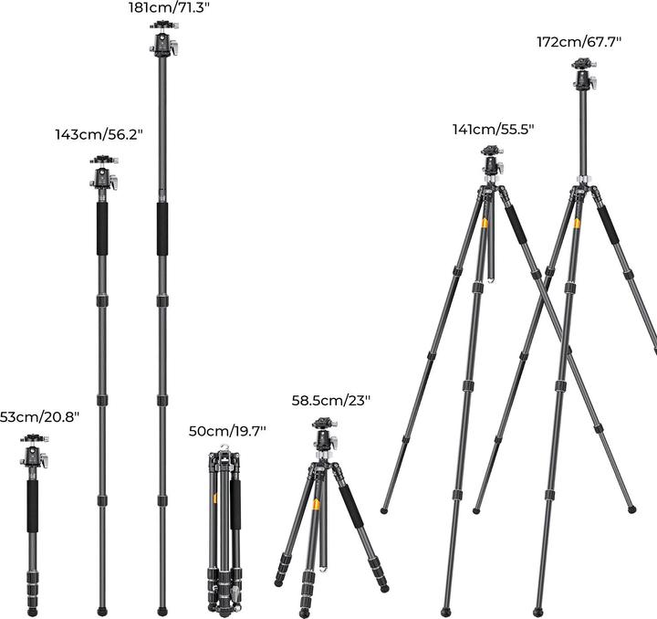 Actual product image K&F Concept Tripod X254C4+BH-30 (Carbon)
