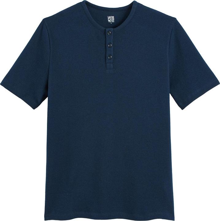 La Redoute Collections Oberteil in T-Shirt-Form mit rundem Ausschnitt und kleiner Knopfleiste