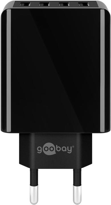 Actual product image Goobay 4-fold USB charger, multiple USB charger, 30W, charges up to 4 devices simultaneously, black (30 W)