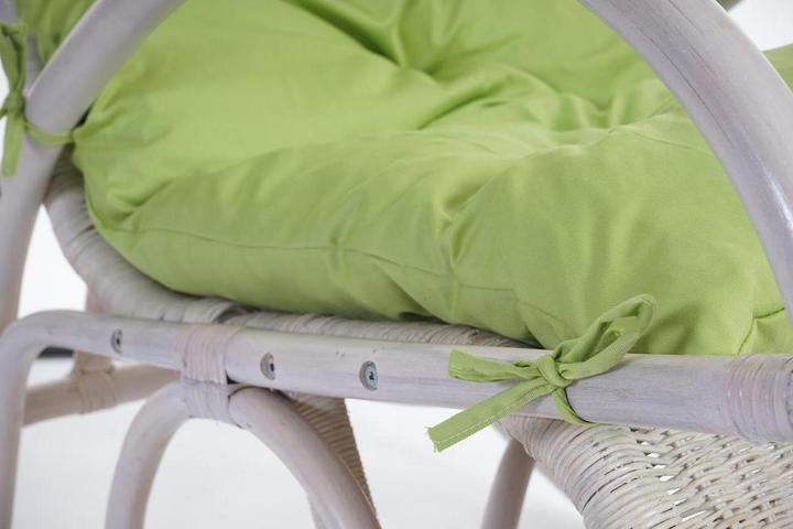 Immagine prodotto Mendler Sedia a dondolo, Poltrona in rattan, bianco - cuscino verde