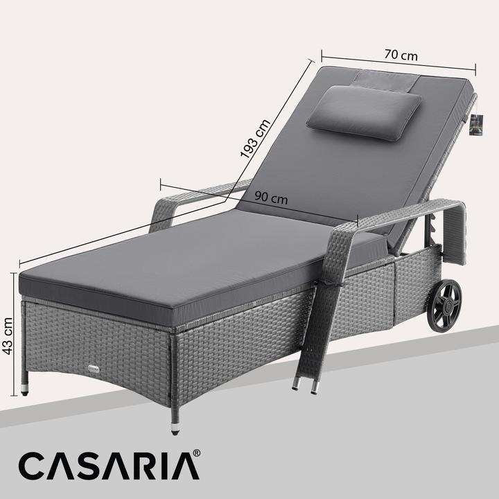 Produktbild Casaria Polyrattan Gartenliege (193 cm)