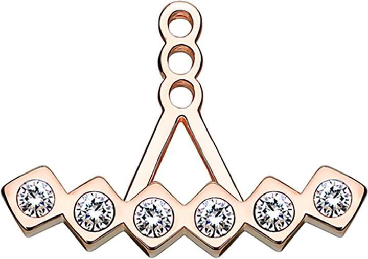 Produktbild Star Piercing Ohrring Ear Jacket rosegold mit sechs vierecken und Kristall