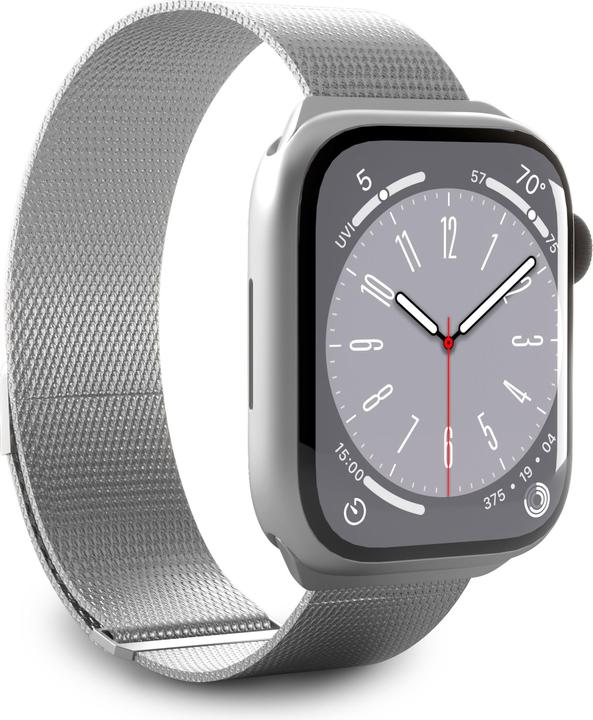 Immagine prodotto Puro Fascia magnetica milanese - Pasek ze stali nierdzewnej do Apple Watch 38/40/41 mm (srebrny) (38 mm, 40 mm, 41 mm, Acciaio inossidabile, Apple Watch Series 1, Apple Watch Series 2, Apple Watch Series 3, Apple Watch Serie 4, Apple Watch Serie 5, Apple Watch Serie 6, Apple Watch Series 7, Apple Watch Series 8, Apple Watch Series 9, Apple Watch SE)