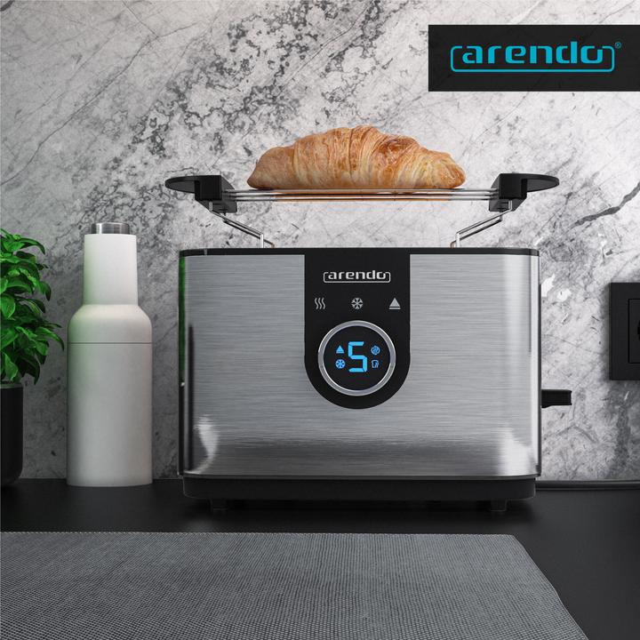 Actual product image Arendo Toaster for 2 slices 850 W, LED display, stainless steel, rotary knob, 7 browning levels, bun (EU plug)