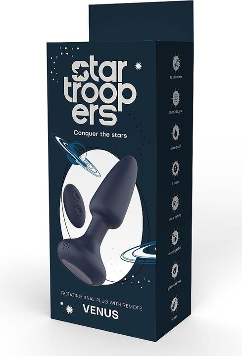 Actual product image Dreamtoys Dream Toys Startroopers Venus Rotating Plug With Remote Anal Plug Blue 14,5 cm