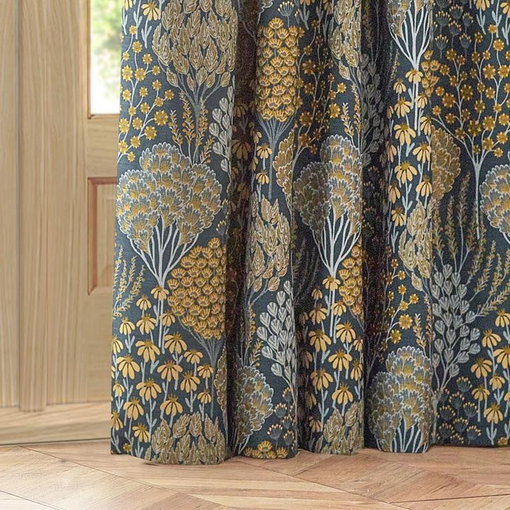 Actual product image Wylder Ophelia Jacquard Floral Pencil Pleat Curtains (117 x 137 cm)