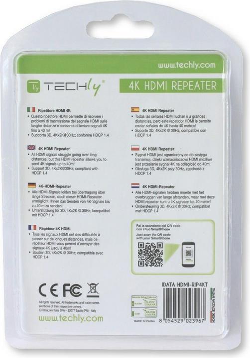 Image du produit Techly Répéteur HDMI 2.0 4K YUV 4:4:4
