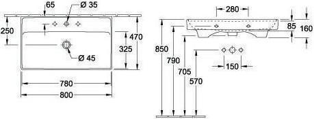Produktbild Villeroy & Boch Möbelwaschtisch Collaro 80 x 46,5 cm weiss 4A338001 (470 mm, 800 mm)
