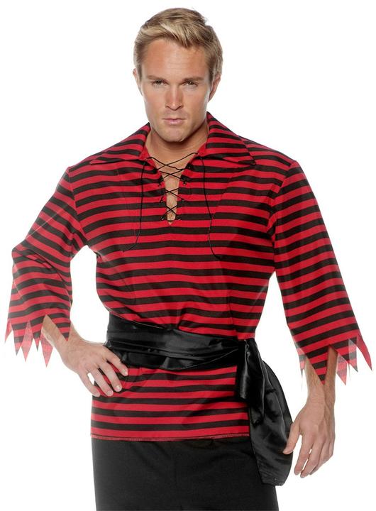 Produktbild Underwraps Piratenhemd schwarz-rot gestreift (XXL)