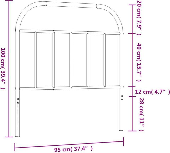 Immagine prodotto VidaXL Kopfteil Metall Weiss 90 cm, Farbe: Weiss (95 x 3 x 100 cm)