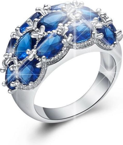 Produktbild Hermex versilberter Ring mit Sapphire Quartz Blau - Gr. 61 / Size 10 (10, 61, 925 Silber)