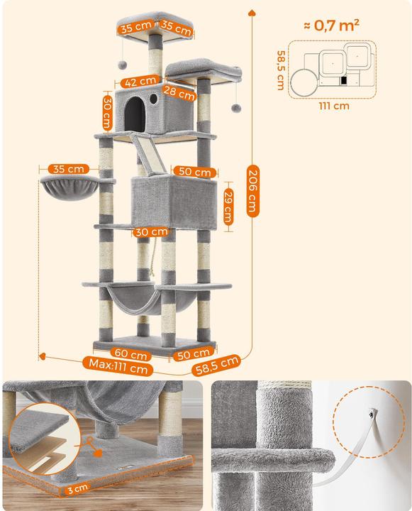 Produktbild Feandrea Cat Spa (206 cm, Grau)