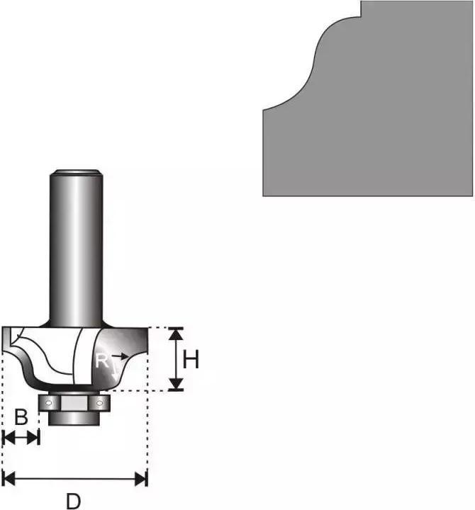 Actual product image Dedra Roman S-shaped wood cutter with bearing 25.7 x 9.7 x 6.35 mm - 07F191A