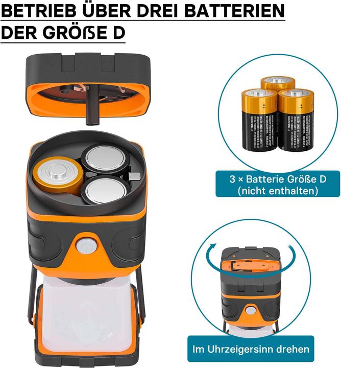 Produktbild Toboli Campinglampe batteriebetrieben LED Outdoor Lampe dimmbar Campingleuchte