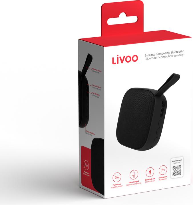 Actual product image Livoo Bluetooth® compatible speaker (7 h, Rechargeable battery operated)