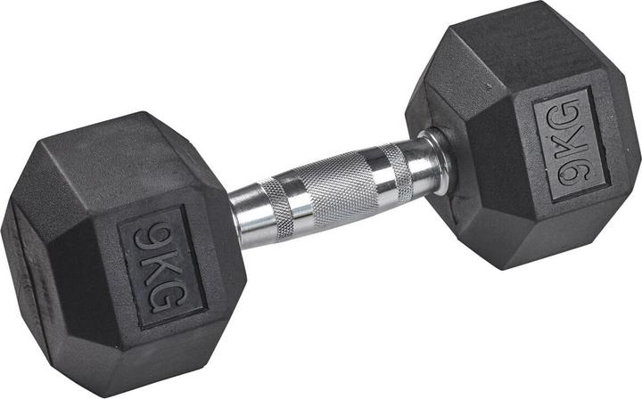 Produktbild Tanga Sports Gummi-Kurzhantel HEX, 9 kg (1 x 9 kg)