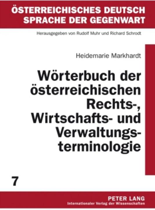 Label énergétique Markhardt:Wörterbuch der österreichisch (Allemand, Heidemarie Markhardt, 2009)