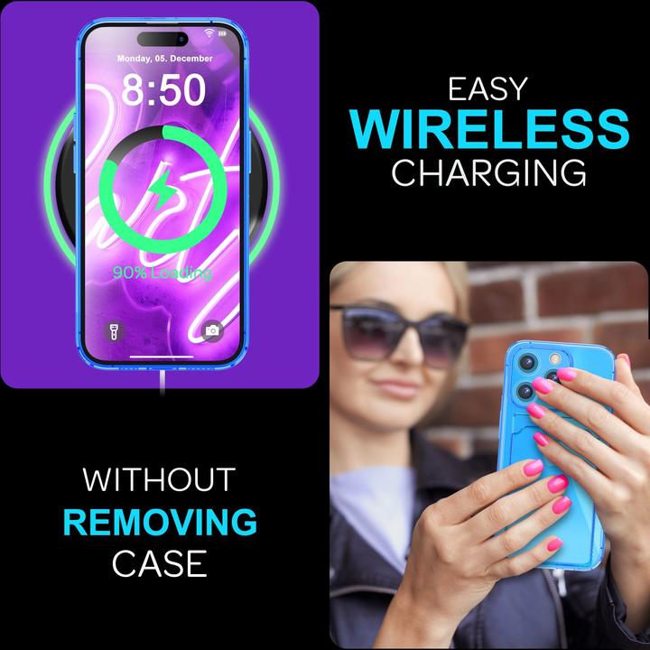 Actual product image Nalia Clear transparent neon silicone cover card holder (Apple iPhone 16 Pro Max)