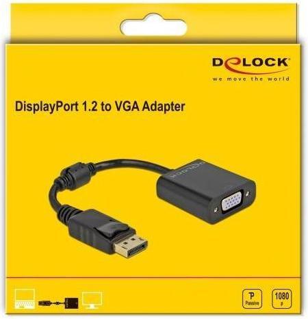 Actual product image Delock Adapter DisplayPort 1.2 male to VGA female passive black (0.15 m, DisplayPort)