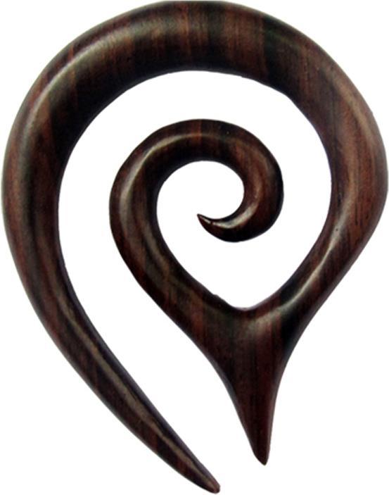 Image du produit Star Piercing Poids d'oreille Spirale Goutte en bois Narra (sans laiton, Organique)