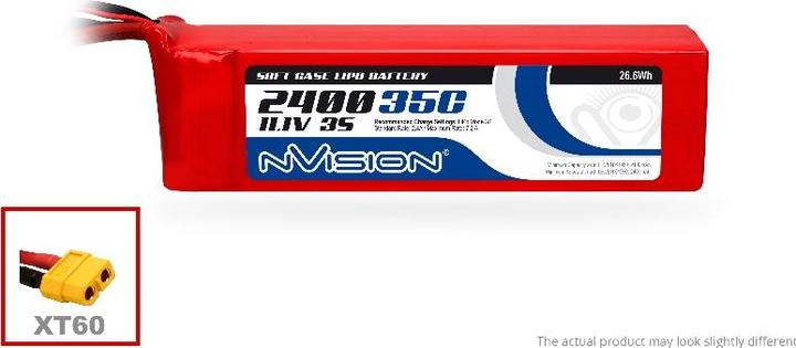 Actual product image nVision LiPo battery 11.1V 2400mAh 35C (11.10 V, 2400 mAh)