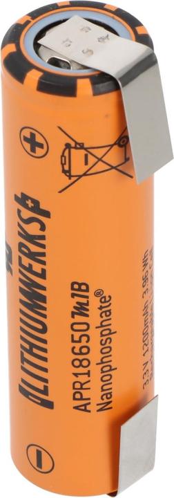A123 Systems A123 APR18650M-A1 1100mAh 3,2V - 3,3V LiFePo4 Akku mit Lötfahne U-Form (1 pcs, 1100 mAh)