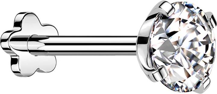Immagine prodotto Star Piercing Labret Micro Threadless Flower in argento con set di cristalli in argento (senza ottone, Titanio G23)