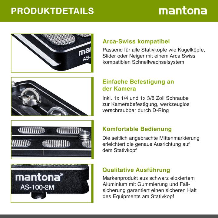 Produktbild mantona AS-100-2M (Stativ Schnellwechselplatte)