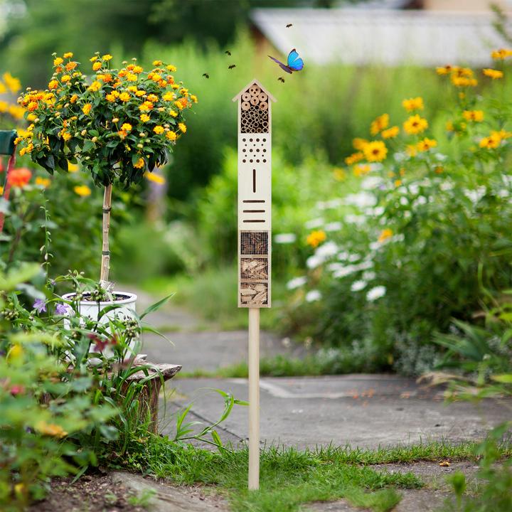 Actual product image Relaxdays Insect Hotel with Spike Stand (Wild bees, Ladybirds, Lacewings)