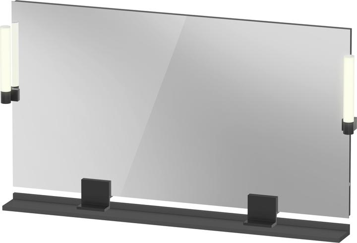 Actual product image Duravit Sivida mirror, diamond black matt, 1250x36x650mm, top light, sensor switch, mains connection