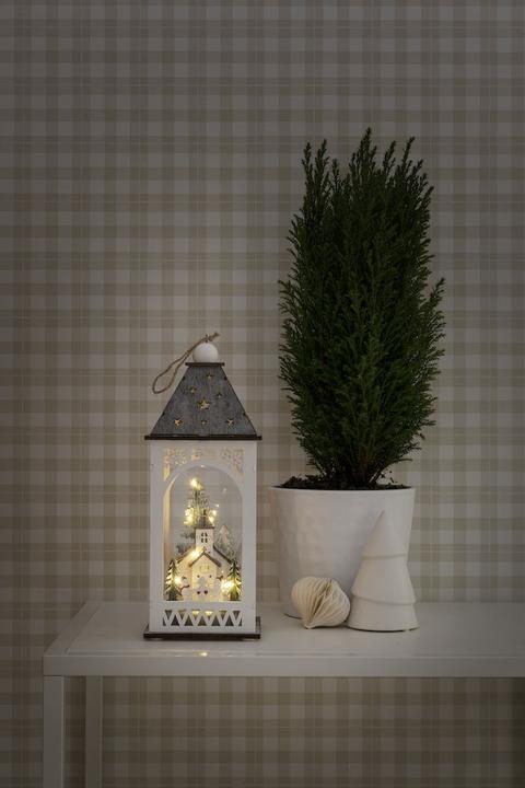 Actual product image Konstsmide LED Wooden Lantern with Church