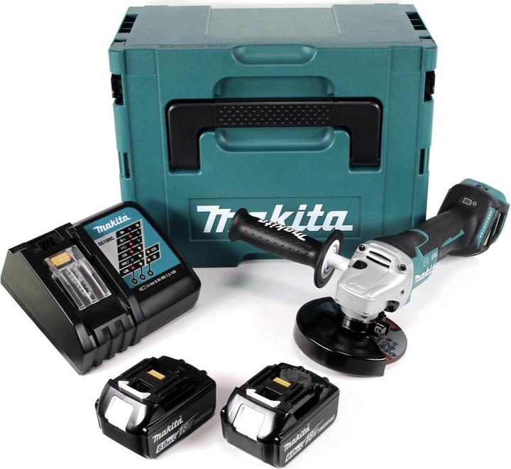 Actual product image Makita DGA 517 RGJ Battery angle grinder 18 V 125 mm Brushless + 2x battery 6.0 Ah + charger + Makpac (125 mm)