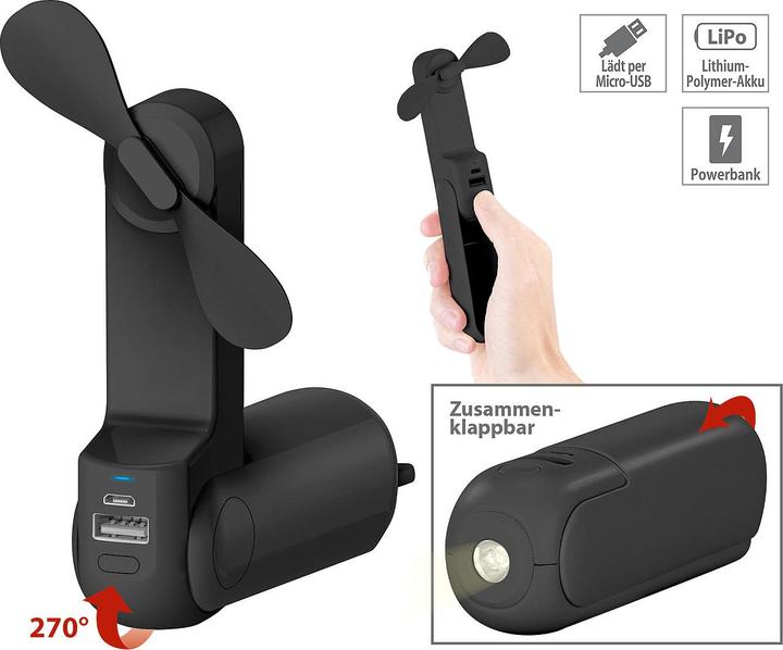 Actual product image Pearl 3in1 Mini Fan with Powerbank & Flashlight