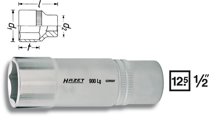 Produktbild HAZET Steckschlüsseleinsatz ∙ Sechskant 900LG-17 ∙ Vierkant12,5 mm (1/2 Zoll) ∙ Aussen Sechskant-Tra… (17 mm)