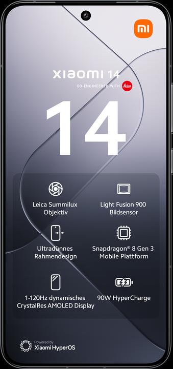Produktbild Xiaomi 14 (512 GB, Black, 6.36", Dual SIM, 50 Mpx, 5G)