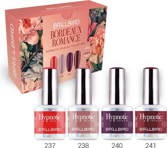 Image du produit BrillBird Hypnotic Gel&Vernis Set Bordeaux Romance 4x4ml (Bordeaux Romance, Vernis à ongles effet gel)