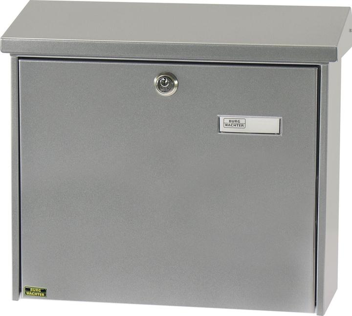 Actual product image Burg Wächter Galvanised steel letter box WxHxD 380/340/148 mm Comfort 913 silver with opening stop