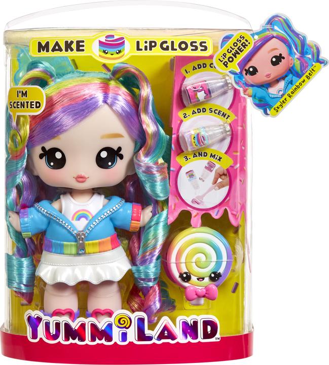 Actual product image MGA Yummiland Large Doll + Lipgloss Pet- Rainbow (Skyler Rainbow Belt)
