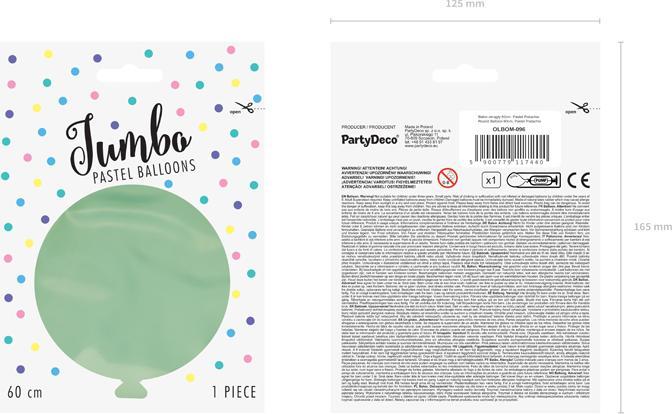 Produktbild Partydeco Round Balloon 60cm, Pastel Pistachio (1 pkt / 1 pc.)
