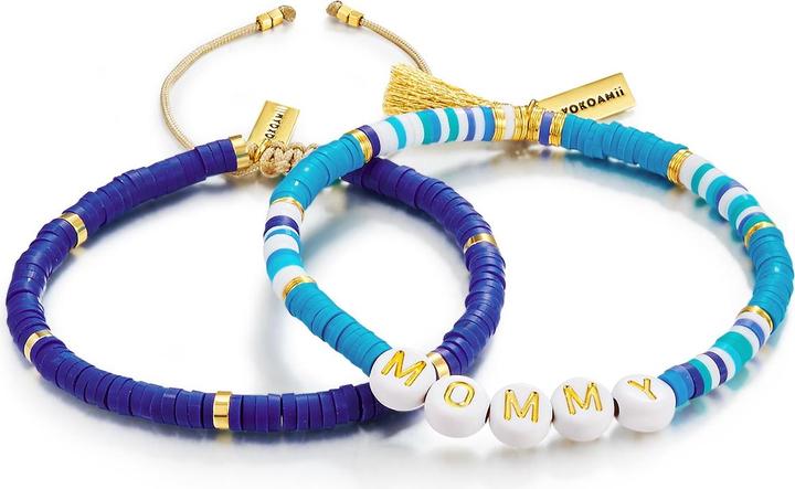 Yokoamii Damen Mommy Edelstahl Heishi Perlen gelbgold - 30068 (22 cm, Edelstahl)