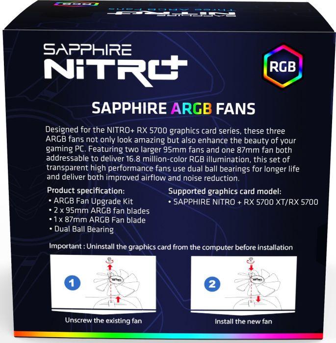 Actual product image Sapphire ARGB fan for Nitro+ (95 mm, 1 x)