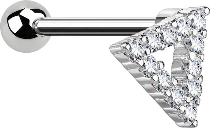 Star Piercing Micro Barbell silber Dreieck mit Kristallen (Messing, Chirurgenstahl 316L)