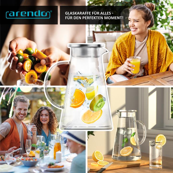 Image du produit Arendo Carafe en verre avec couvercle (1.80 l)