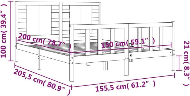 Image du produit VidaXL Massivholzbett mit Kopfteil Weiss 5FT King Size (150 x 200 cm)