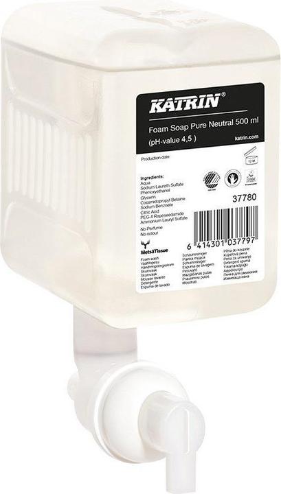Katrin 37780, Hands, Foam soap, Pump bottle, Nourishing, Softening, Rectangular, White (Flüssigseife, 500 ml)