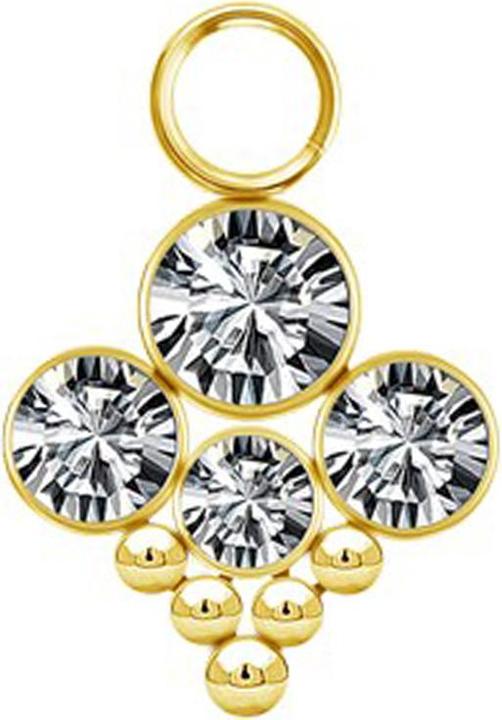 Produktbild Star Piercing Anhänger vergoldet vier Kristalle silber mit fünf Kugeln (ohne Messing, Chirurgenstahl 316L)